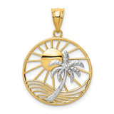 Tropical Sun and Palm Tree Pendant in 14K Gold