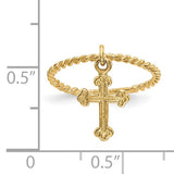 Cross Dangle Midi Stackable Ring in 14K Yellow Gold