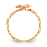 Plumeria Flower Hawaiian Gold Ring in 14K Rose and Yellow Gold