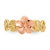 Plumeria Flower Hawaiian Gold Ring in 14K Rose and Yellow Gold
