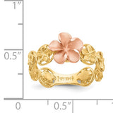 Plumeria Flower Hawaiian Gold Ring in 14K Rose and Yellow Gold