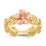 Plumeria Flower Hawaiian Gold Ring in 14K Rose and Yellow Gold