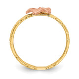 Plumeria Flower Hawaiian Gold Midi Ring in 14K Rose and Yellow Gold