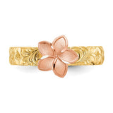 Plumeria Flower Hawaiian Gold Midi Ring in 14K Rose and Yellow Gold
