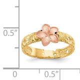Plumeria Flower Hawaiian Gold Midi Ring in 14K Rose and Yellow Gold