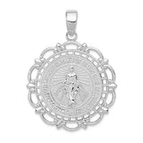 Miraculous Medal Filigree Framed in 14K White or Yellow Gold