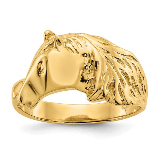 Whimsical Horsehead Ring in 14K Yellow Gold