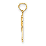 Textured Palm Tree Pendant in 14K Gold