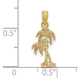 Textured Palm Tree Pendant in 14K Gold