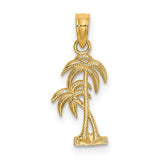 Textured Palm Tree Pendant in 14K Gold
