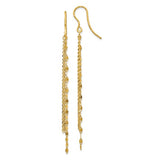 Bright Cut Double Tassel Twisted Rope 26" Lariat Necklace and Earrings in 14K Gold