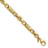 Men's Link and Coil 7mm Wide Bracelet in 14K Yellow Gold