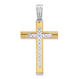 Leslie's Large Two-Tone Modern Cross Pendant in 14K Yellow Gold