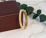 Etruscan Beaded Hinged Bangle Bracelet 6.5mm in 14K Yellow Gold