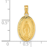 Miraculous Medal with Tapered Bail 3 Sizes in 14K White Gold or Yellow Gold