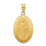 Miraculous Medal with Tapered Bail 3 Sizes in 14K White Gold or Yellow Gold