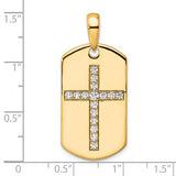 True Origin® Dog Tag Diamond Cross Pendant in 14K White or Yellow Gold