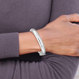 Hinged Bangle Bracelet 10.25mm Half Round Scroll Engraved in Sterling Silver - Roxx Fine Jewelry