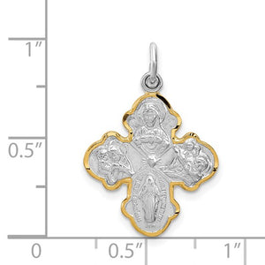 Gothic Four-Way Cross Two-Tone Sterling Silver and 24K Yellow Gold