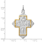 Four-Way Cross Two-Tone Sterling Silver and 24K Yellow Gold