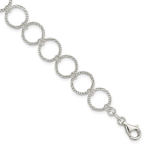 Fancy Circles Link Bracelet in Sterling Silver - Roxx Fine Jewelry
