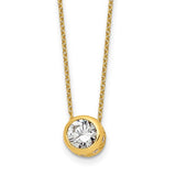 2.75 Ct. Bezel Set CZ Solitaire 18" Necklace Sterling, Rose or Yellow Gold Plated