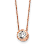 2.75 Ct. Bezel Set CZ Solitaire 18" Necklace Sterling, Rose or Yellow Gold Plated