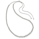 Graduated Bead Adjustable Lariat Bolo Necklace and Bracelet in .925 Sterling Silver