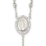 Ornate Rosary Necklace Miraculous Medal 18" in Sterling Silver or Yellow Gold Plated