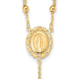 Ornate Rosary Necklace Miraculous Medal 18" in Sterling Silver or Yellow Gold Plated