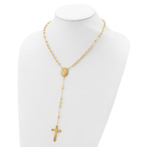 Ornate Rosary Necklace Miraculous Medal 18" in Sterling Silver or Yellow Gold Plated