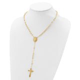 Ornate Rosary Necklace Miraculous Medal 18" in Sterling Silver or Yellow Gold Plated