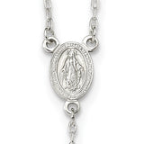 Rosary Necklace 18" with Miraculous Center Sterling Silver or Yellow Gold Plated