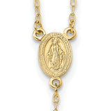 Rosary Necklace 18" with Miraculous Center Sterling Silver or Yellow Gold Plated
