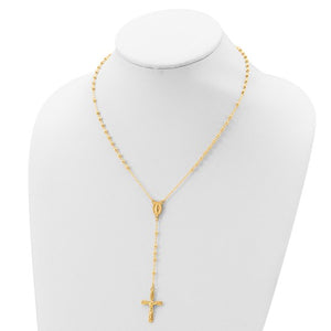 Rosary Necklace 18" with Miraculous Center Sterling Silver or Yellow Gold Plated