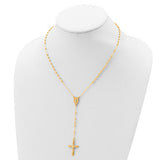 Rosary Necklace 18" with Miraculous Center Sterling Silver or Yellow Gold Plated