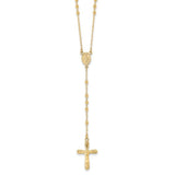 Rosary Necklace 18" with Miraculous Center Sterling Silver or Yellow Gold Plated
