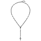 Black Crystal Bead 18" Rosary Necklace