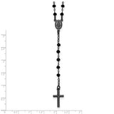 Black Crystal Bead 18" Rosary Necklace