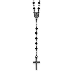 Black Crystal Bead 18" Rosary Necklace