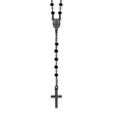 Black Crystal Bead 18" Rosary Necklace