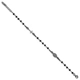Black Crystal Bead Rosary 7" Bracelet