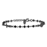 Black Crystal Bead Rosary 7" Bracelet