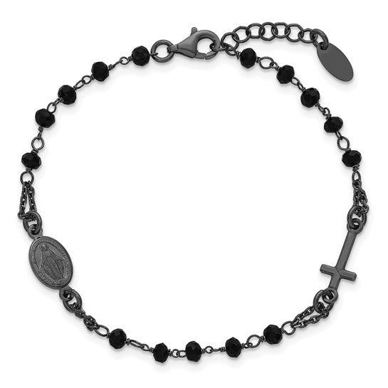Black Crystal Bead Rosary 7
