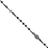 Black Crystal Bead Rosary 7" Bracelet