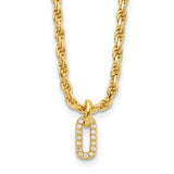 Gold Plated CZ Paperclip Adjustable Necklace and Bracelet
