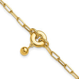 Paperclip Bracelet with Circle and Dangle Element Gold Plated over Sterling Silver Adjustable Bracelet (Copy)