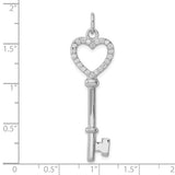 Heart Shaped Key Necklace in Sterling Silver and CZ's