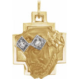 Face of Jesus Medal Pendant with Diamond Accents in 14K Yellow Gold - Roxx Fine Jewelry