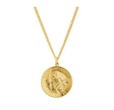 St. Christopher Medal Necklace 24K Yellow Gold Plated Round - Roxx Fine Jewelry